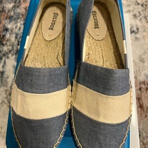 Soludos Blue and Cream Espadrilles